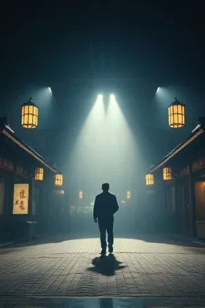 戴着监听耳机蹲在街角的录音师，《拾音者》短剧封面