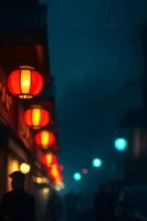 深海探测器探照灯照亮沉没城市的街道，《归墟纪年》科幻长片封面